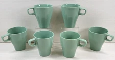 6 IKEA Seafoam Green Mugs Set Stackable Stoneware Drink Coffee Tea Cup 12011 Lot