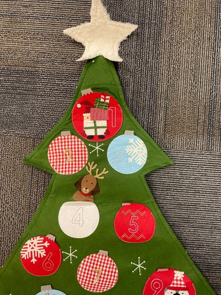 RARE NEW Pottery Barn Kids Fabric Christmas Tree Advent Calendar 64" - NO MONO - Image 4 of 4