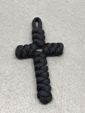 550 Paracord Snake Knot Crucifix Jet Black Cord