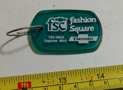 Vintage Fashion Square Chevrolet Saginaw Michigan Advertising Keychain