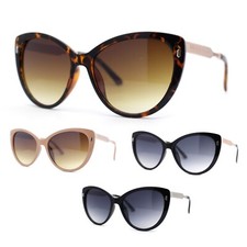 Womens Luxury Victorian Metal Arm Large Cat Eye Sunglasses