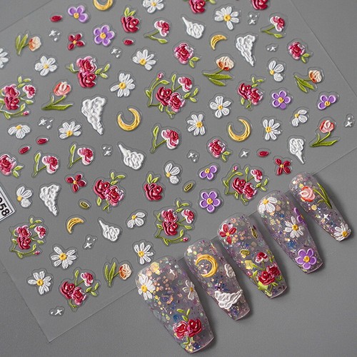 3d Spring Flower Nails Sticker Nail Art Floral Nail Water Transfer Nail Decal AT - Picture 6 of 6