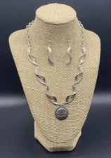 RMT, CAROLYN POLLACK SET-Sterling Textured SW 'Wind Dancer' Earrings Necklace