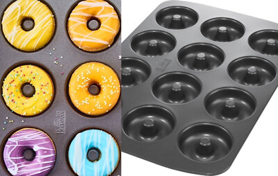 Donuts  Bagel 12er Backform Backblech Antihaft + Rezept Birkmann 37 cm