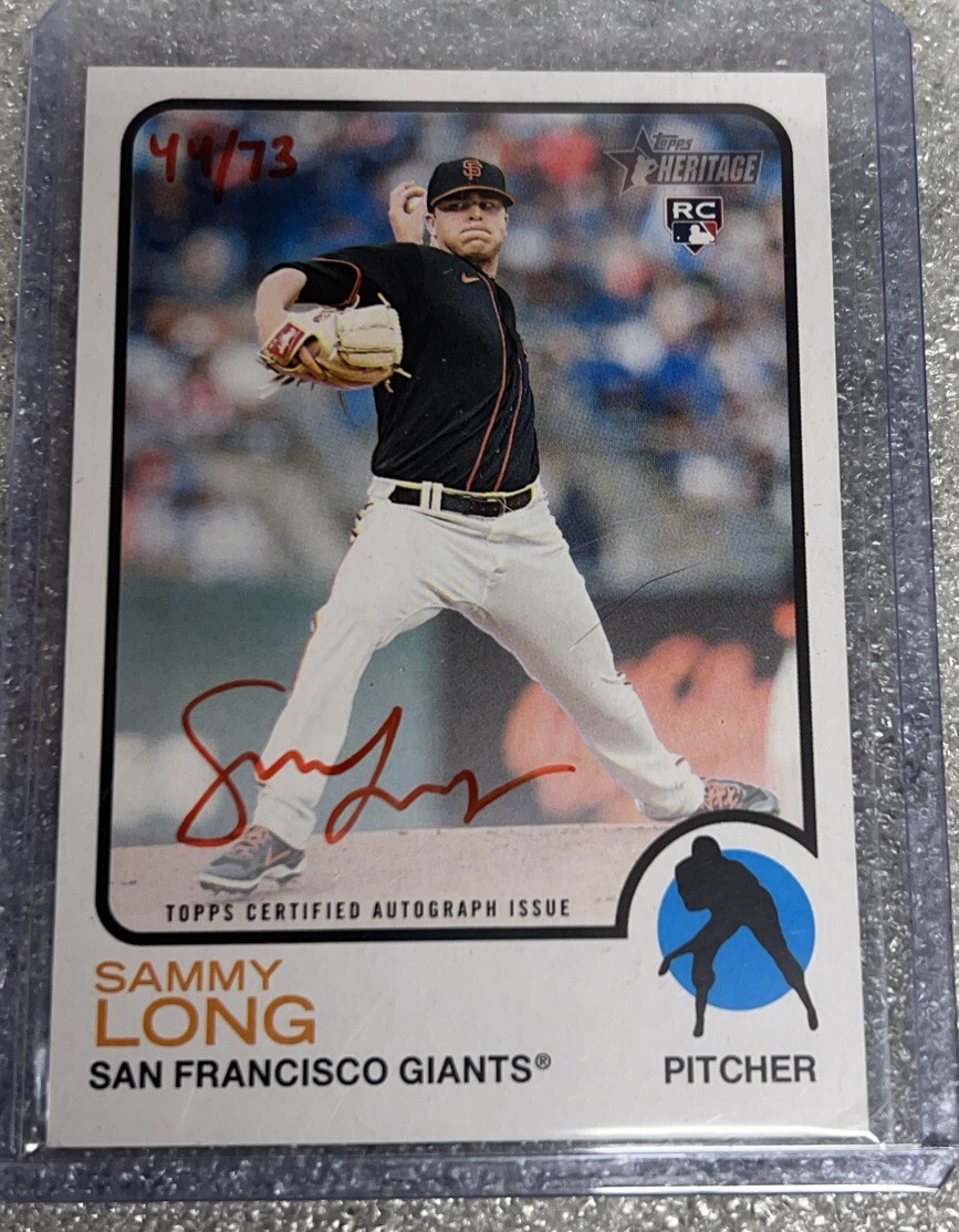 Sammy Long 2022 Topps Heritage Real One Red Auto 44/73 ROA-SL Rookie Autograph