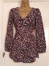 miss selfridge playsuit Size 4 Petite Long Sleeves Black/pink ,grey Bx31