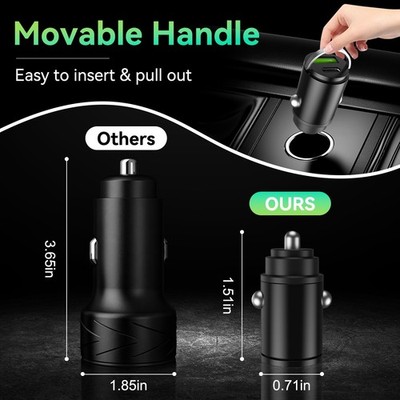 100W PD USB C Car Charger Fast Charging Dual Port Adapter w/ Temperature Control