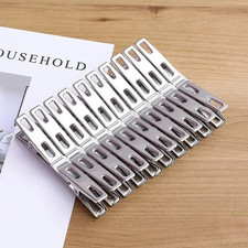 20pcs Stainless Steel Flat Mouth Clothespins & Multi-Purpose Metal Clips - NEW