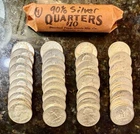 Washington Silver Quarters Roll of 40 Pre 1965 90% Silver.