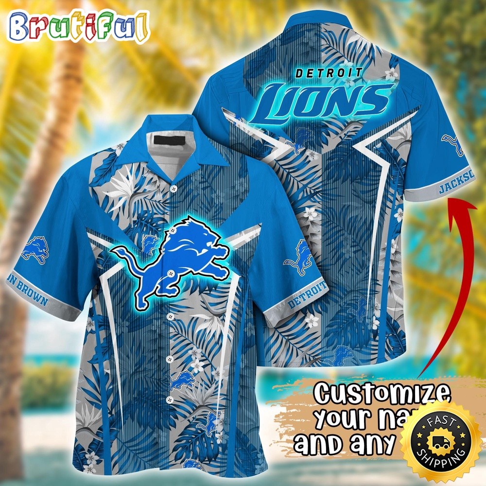 Customized Detroit Lions Summer Football Tropical Hawaiian Shirt