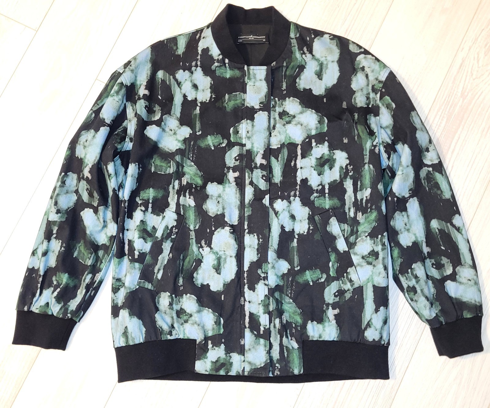 Peruvian Connection Oversized Bomber Jacket Azzur… - image 2
