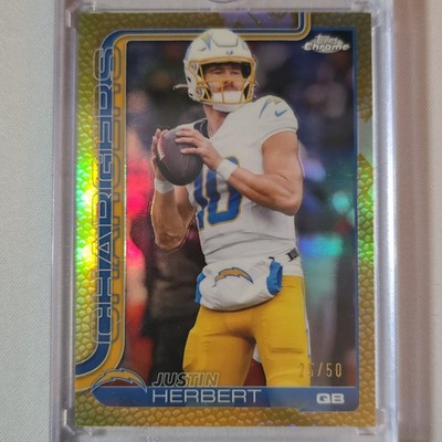 2025 Topps Chrome football Justin Herbert Gold  Pigskin /50 LA Chargers #158