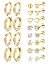 Hypoallergenic Gold Stud Earrings for Women - 14k Medium, 14K Plated