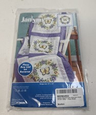 Janlynn Stamped Cross Stitch Pansy Wreath Quilt Blocks Set of 6 Butterfly