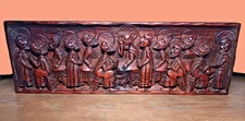 Vtg African Last Supper Hand Carved 3D Solid Wood Wall Hanging Tribal Folk Art