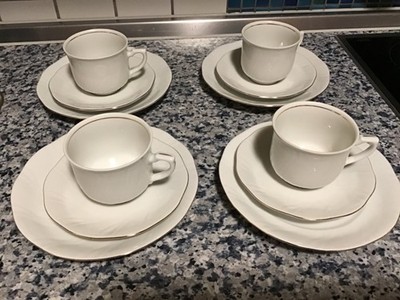 4 x Kaffeegedecke  Korona mit Goldrand , 12tlg.