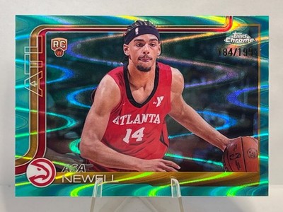 Asa Newell 2025-26 Topps Chrome Teal Ray  Wave RC /199 Atlanta Hawks