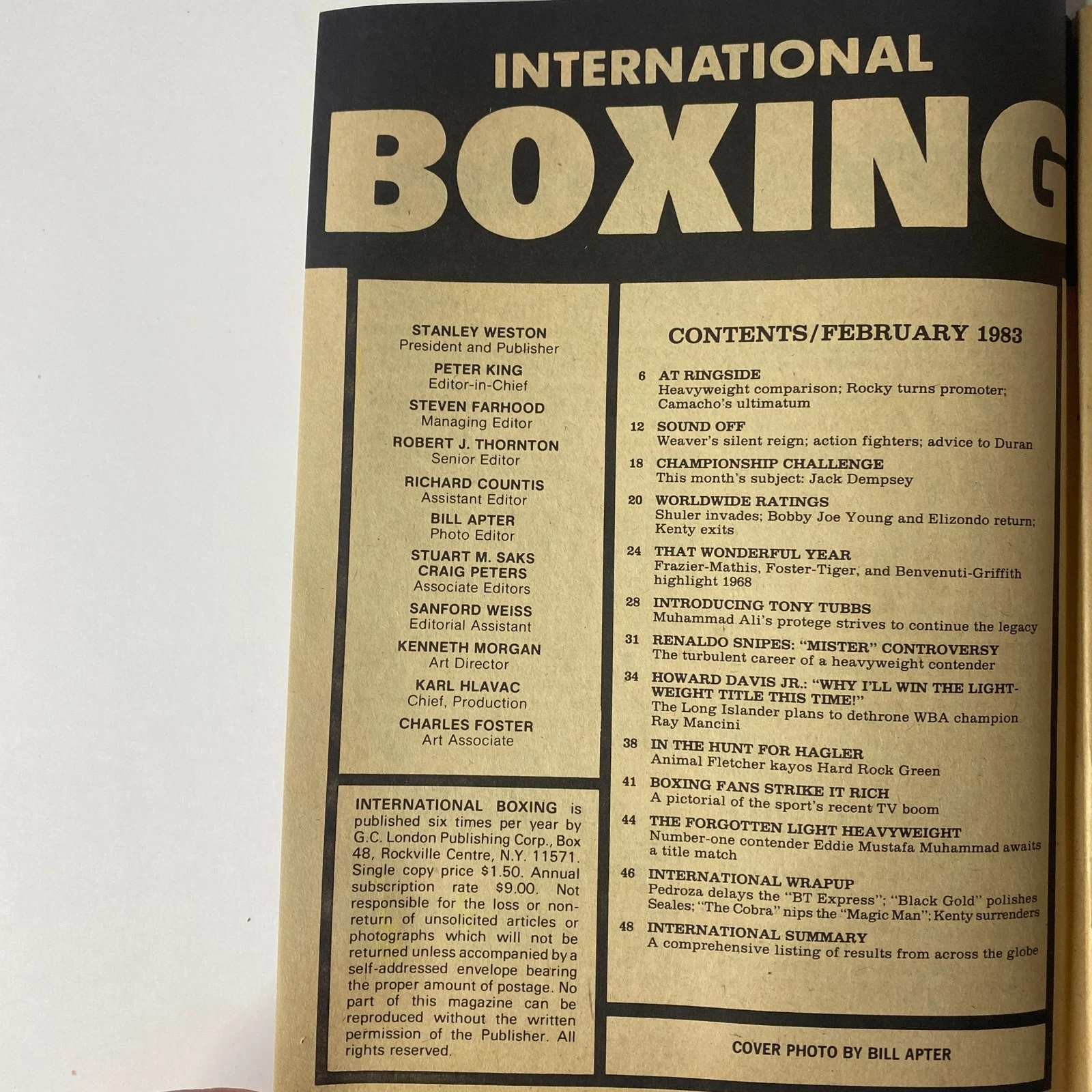 International Boxing Magazine February 1983 Howard Davis Jr. No Label - 画像2/2