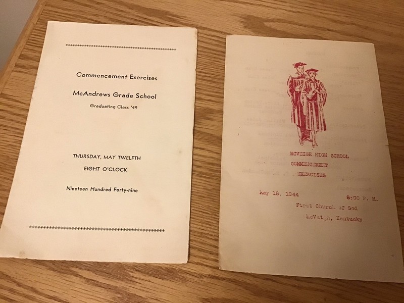 Vintage Commencement Programs Mcandrews McVeigh Ky. 1944 And 49 Lot Of 2