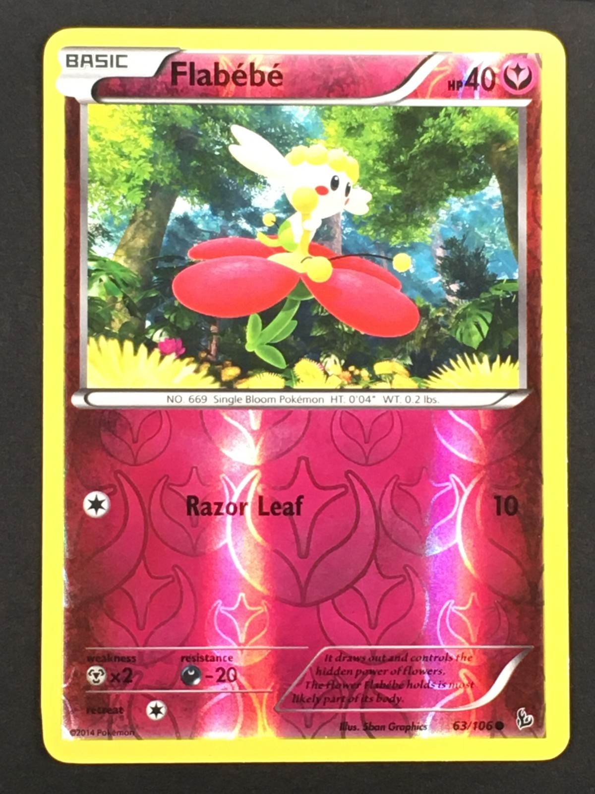 Pokemon TCG Flabebe 63/106 XY Flashfire Reverse Holo Common LP