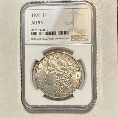 1900 Morgan Silver Dollar $1 NGC AU 55 Philadelphia KM#110 Cert#4732932-005