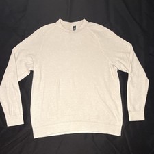lululemon Men s Pullover Crew Neck Knit Sweater Cream Solid Logo XL
