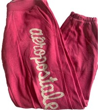 VtG Aeropostale NY Juniors Y2k Joggers Sweatpants Spellout Mallcore Small Pink