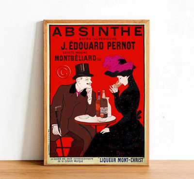 Retro Drink Advertisement Poster Print, Vintage Beverage Couple Restaurant