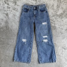 Girls Old Navy Distressed High Rise Baggy Wide Leg Jeans Size 12