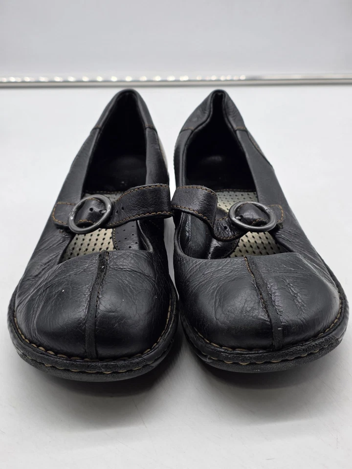Born Shoes Womens Size 8 Black Leather Mary Jane Strap Buckle Comfort Wedge 39 - Image 4 of 4