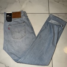 Levis 501 ST Jeans Mens 30x30 Blue Selvedge Slim Taper Light Wash Distressed 90s