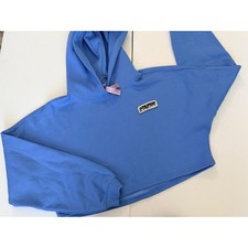 Savage X Fenty Women Blue Cropped Hoodie Graphic Logo Sweatshirt Medium