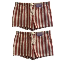 2-Pack NWT Stars Above Women’s Linen Blend Sleep Pajama Shorts Red Stripe Size M
