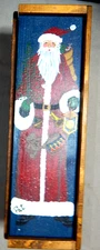 Father Christmas Santa w/ toys distressed wine knick knack gift wood box farm ho