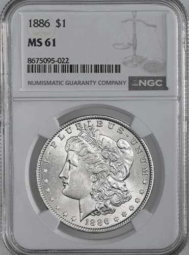 1886-P  $1  MORGAN SILVER DOLLAR  "PHILADELPHIA"  NGC MS61  #8675095-022