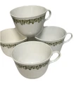 (4) Vintage Corelle Spring Blossom Crazy Daisy Green Coffee Cups Mugs 1970s