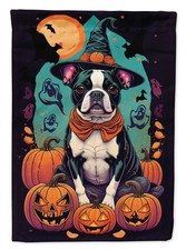 Caroline's Treasures Boston Terrier Witchy Halloween Garden Flag DAC1485GF