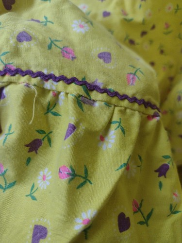 Vintage 70s Handmade Prairie Dress & Bonnet Set Yellow Floral L Cottagecore, $36 - Photo 8