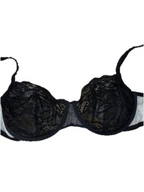 Studio La Perla Black Lace Balconette Bra Size 38C Sheer Underwired