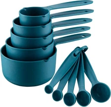 Plastic Measuring Cups Spoons Set Baking Kitchen Engraved Markings