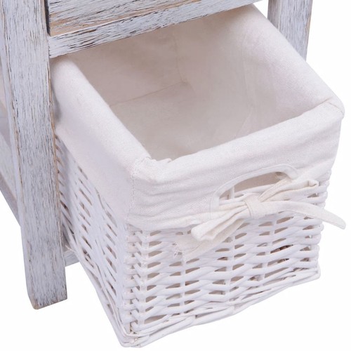 Shabby Chic Nachttische Schränkchen 2 Stck Holz Weiß R4Z3 - Bild 3 von 8