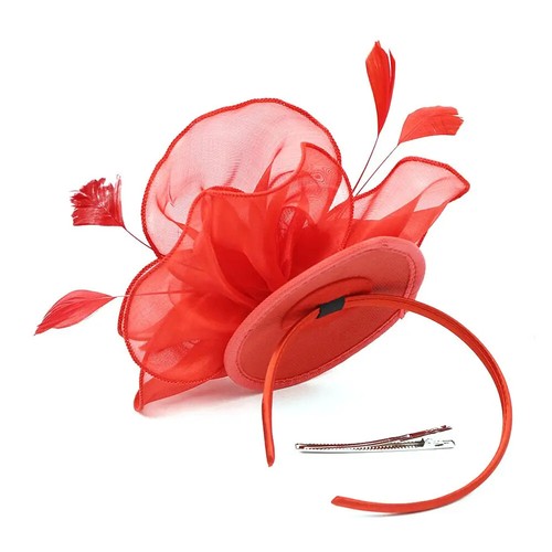 Feather Flower Headband Alice Band Fascinator Ladies Wedding Royal Ascot Race - Picture 5 of 39