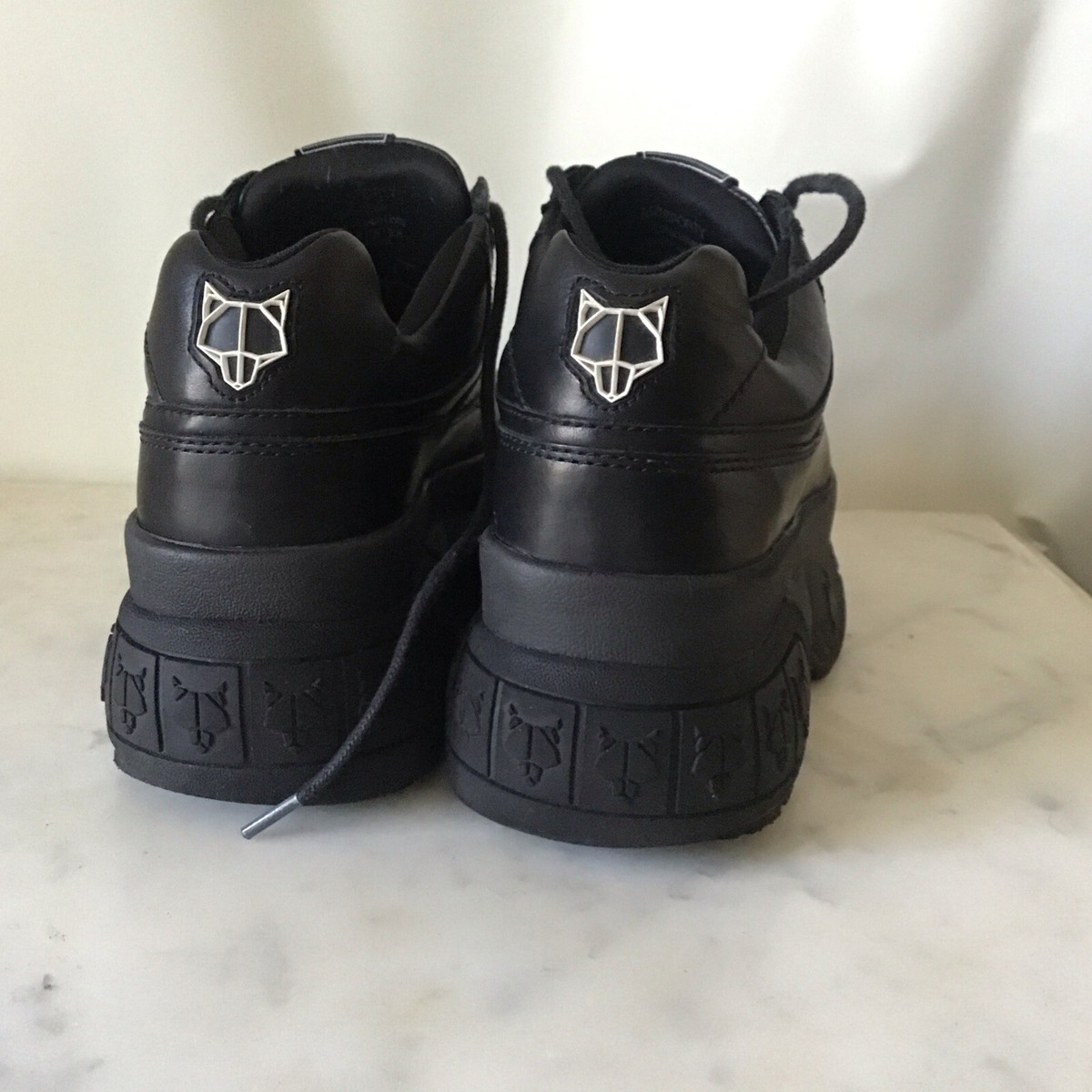 Naked Wolfe Sporty Black Leather Platform Sneaker Size 6 (US