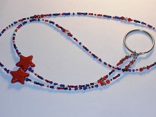 Eyeglass RING Red White Blue Stars Stripes July 4th NEW 31" BUY 3 SHIP FREE