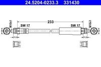ATE Bremsschlauch Hinten Vw, Skoda, Seat, Audi 24.5204-0233.3