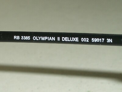 RAY BAN RB3385 SLEEK SHINY BLACK OLYMPIAN II DELUXE G15