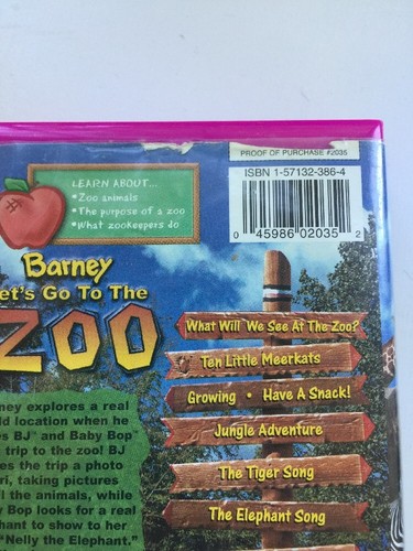2001 BARNEY LET'S GO TO THE ZOO VHS CLAMSHELL PURPLE DINOSAUR - Picture 3 of 6