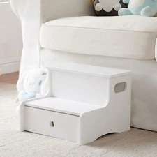 Kings Brand Step Stool for Kids with Storage Bedroom Bathroom Kitchen White