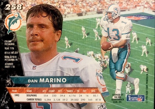 DAN MARINO - 1993 Ultra #258 - MIAMI DOLPHINS - Picture 2 of 2