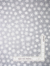 Christmas Fabric Snow Snowflakes on Grey Cotton Timeless Treasures C8211 Yard